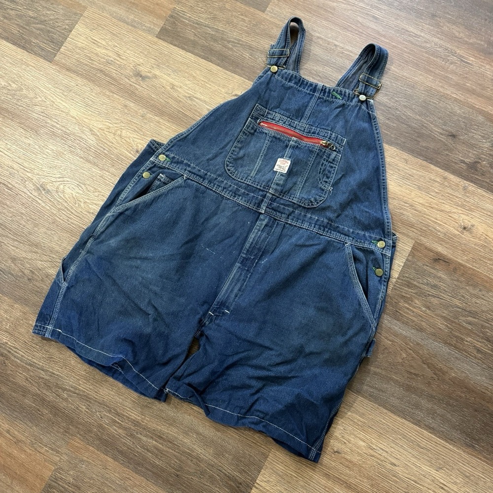 VTG Pointer Brand Cut off Overall Shorts Men's Sz 50 Blue Denim FAIR‎